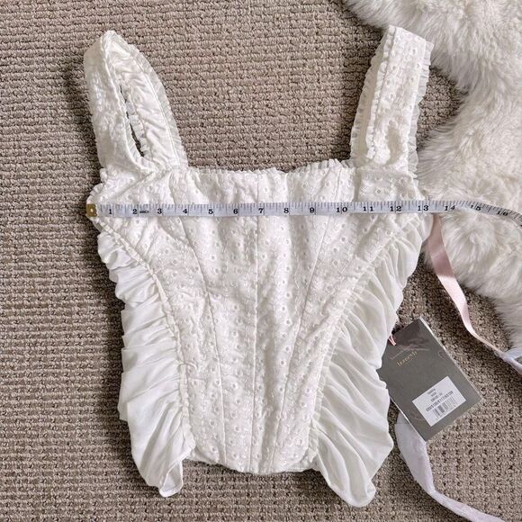 House of CB Eyelet Mesh Corset Top XS - White - Picture 3 of 5